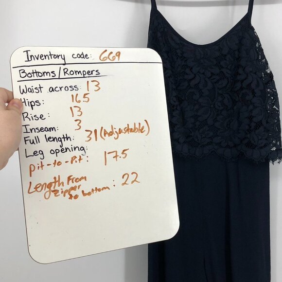 Sandro Paris Navy Blue Viscose  Lace Overlay Sleeveless Romper adjustable straps - Picture 14 of 16